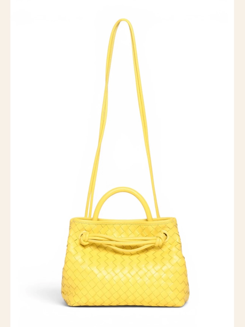 NWT Walter Baker Hazel Mini Woven Leather Tote Cyber Yellow Andiamo Bottega